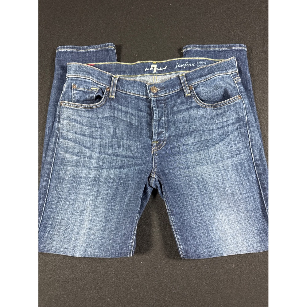 7 For All Mankind Josefina Skinny Boyfriend Jeans Dark Wash Size 28